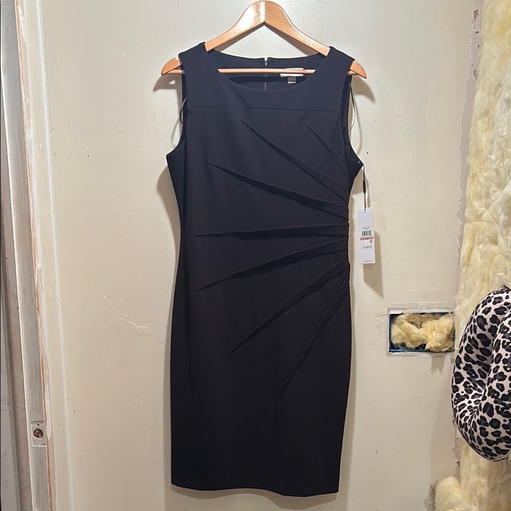 NWT - Calvin Klein Gray Asymmetrical Ruched Cocktail Dress